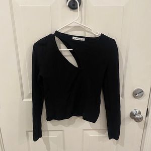 Zara ribbed cut out black cropped sweater